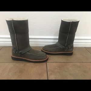 New! Coach Moto Shearling Suede Turnlock Boots 8.5
